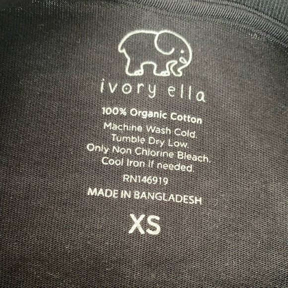 IVORY ELLA Pumpkin Elephant Long Sleeve Shirt Black Womens XS organic cotton EUC - Picture 3 of 7